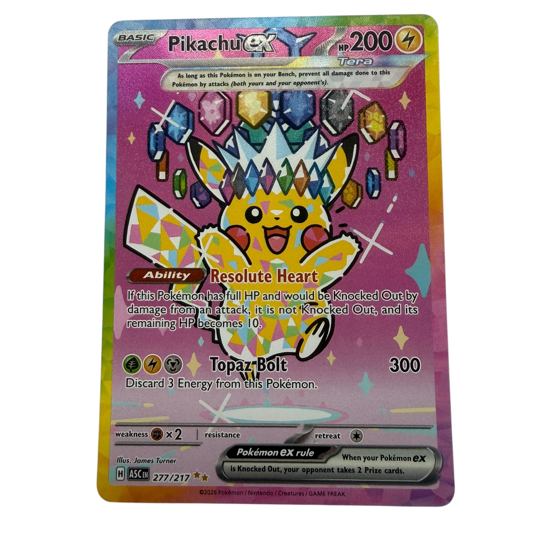Like New POKEMON Pikachu EX 277/217 Ascended Heroes - Illustration